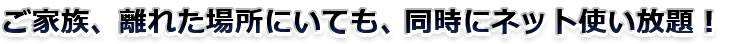ご家族、離れた場所にいても、同時にネット使い放題!